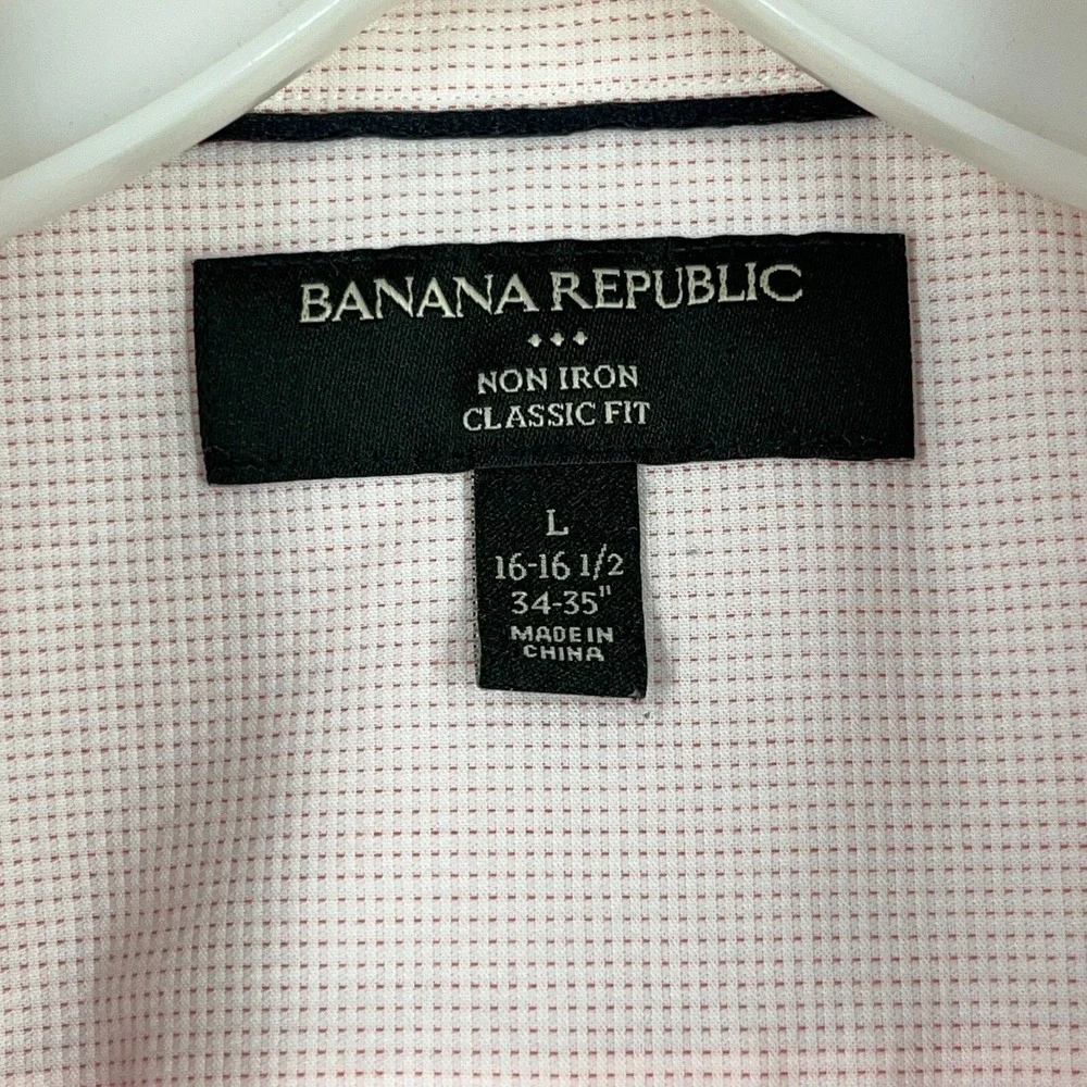 Banana Republic Non‎ Iron Classic Fit Dress Shirt Mens L Pink Business Office